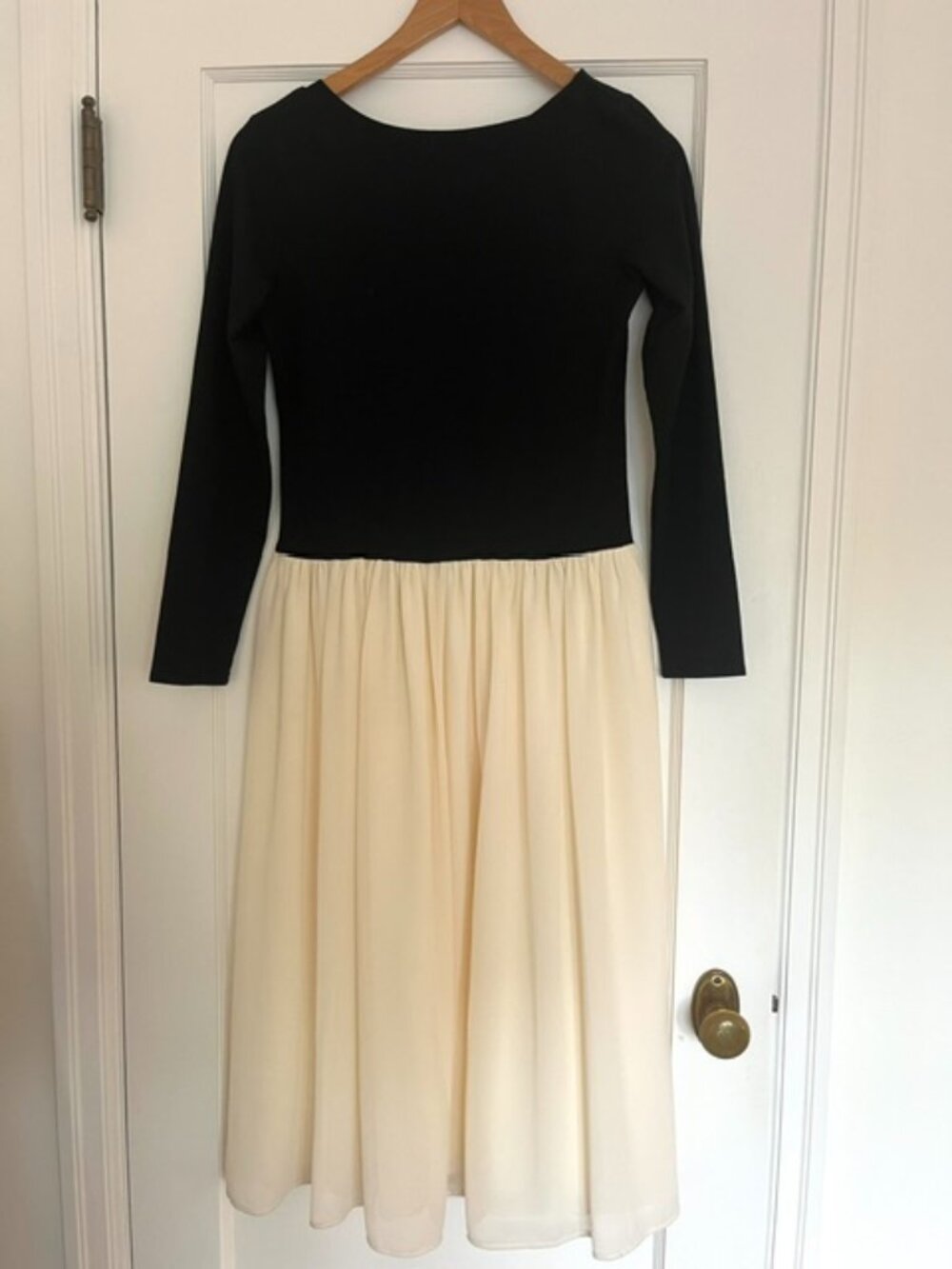 Balletcore Longsleeve Scoop Back Mixed Media Dress | Size Medium